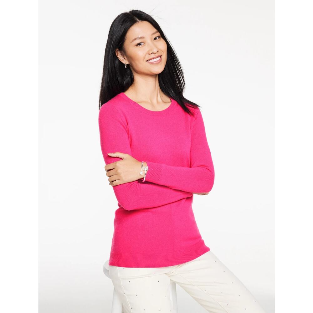 Talbots 100% Cashmere Crewneck Sweater Fuchsia Pink Long Sleeve 1X
